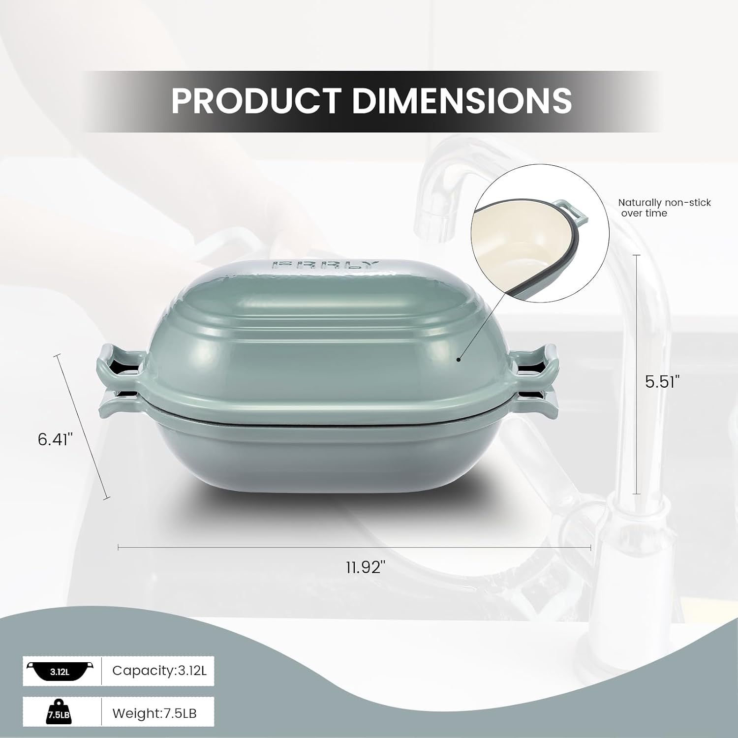 Detalle 2 de FRRLY Enameled Cast Iron Dutch Oven 2.8 QT ๐ฒ