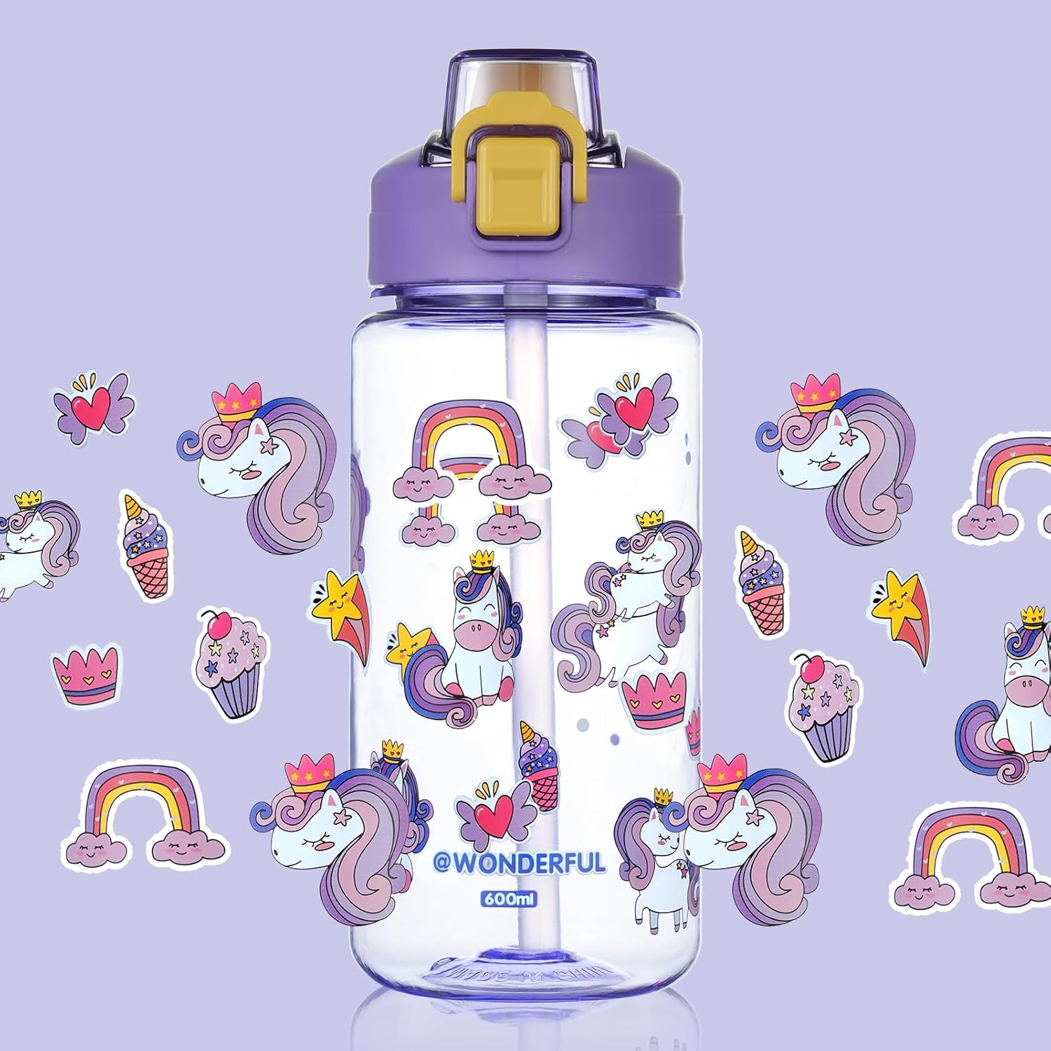 Thumbnail 6 de Flintronic Borraccia Bambini 600ML Unicorn: Tritan sicuro, ampia capacità e design a prova di perdita
