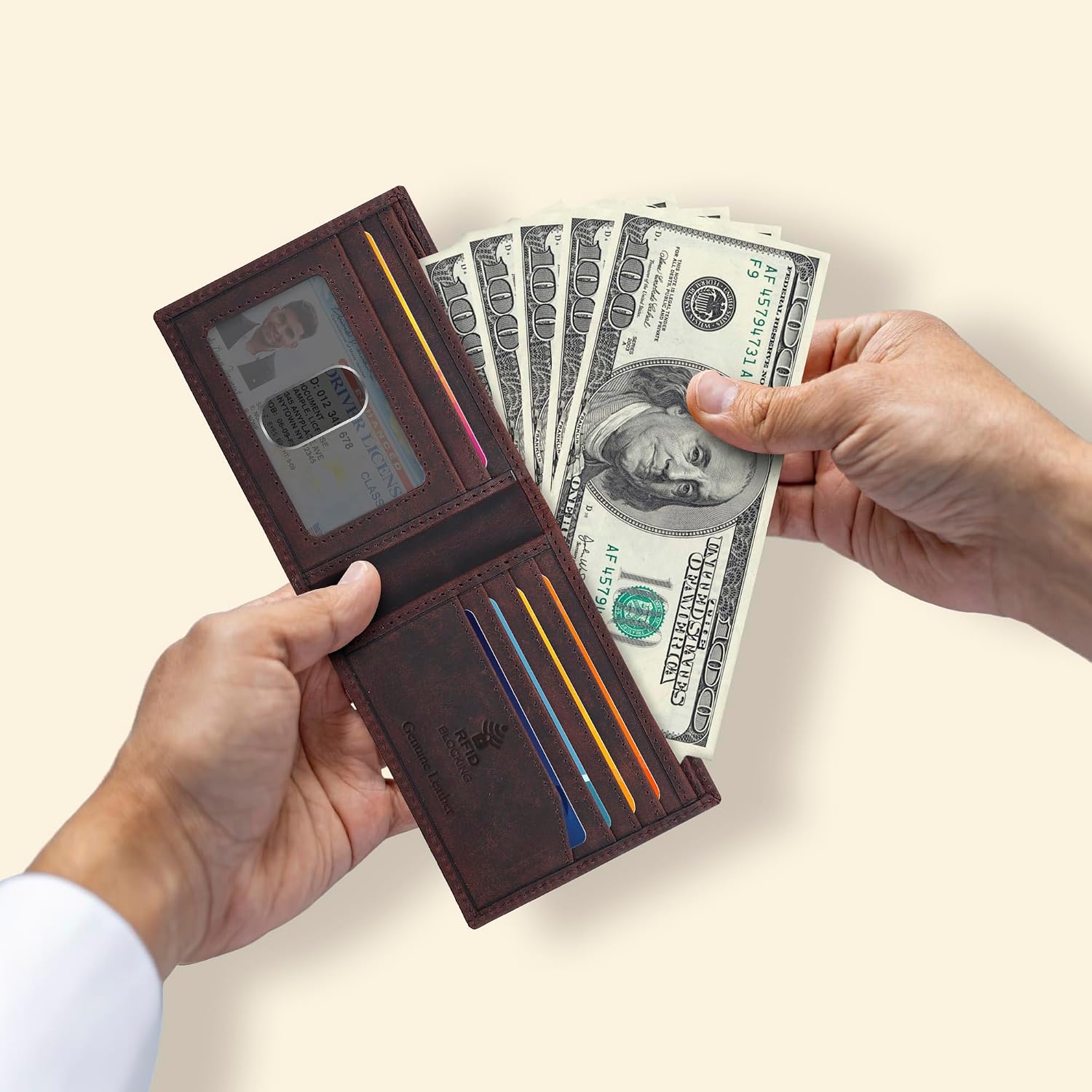 Thumbnail 3 de Oak Leathers Slim Leather Wallet 6‑Card