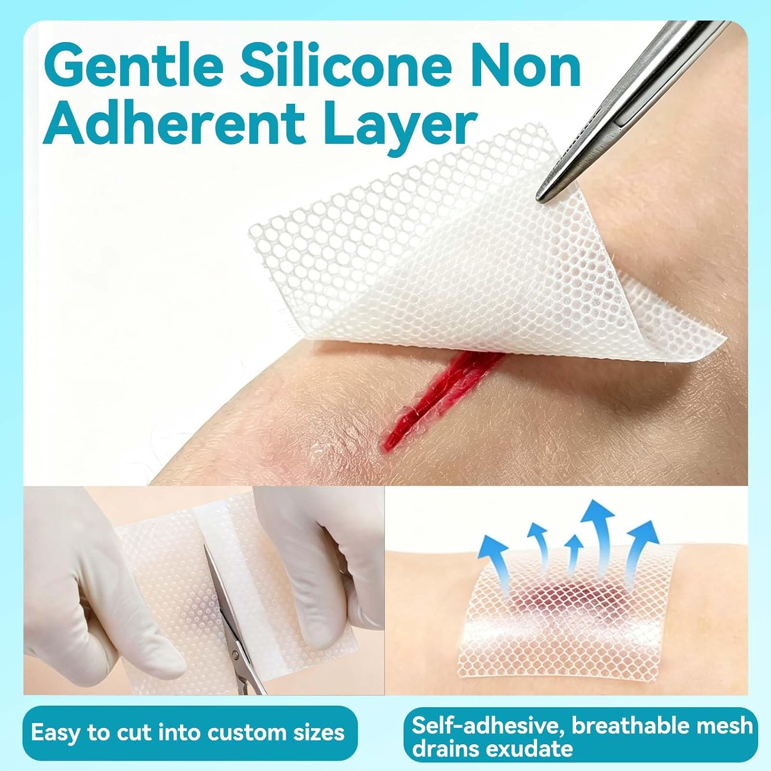 Thumbnail 1 de Dimora Silicone Wound Contact Layer: Transparent Non-Adhering Dressing Pads (3in x 4in) – 10 pcs