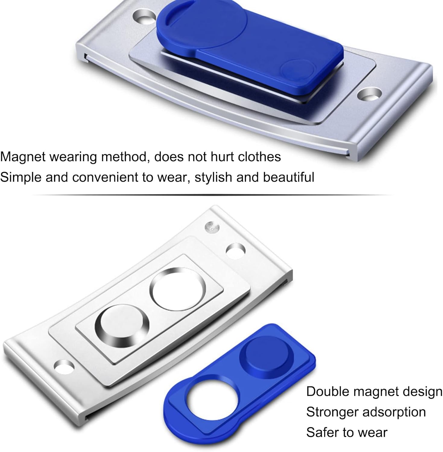 Detalle 2 de FIVAVA Namensschilder Magnet (20 Stück) mit starkem Magnet, gewölbt ca. 70×25 mm und Papiereinschub, silber