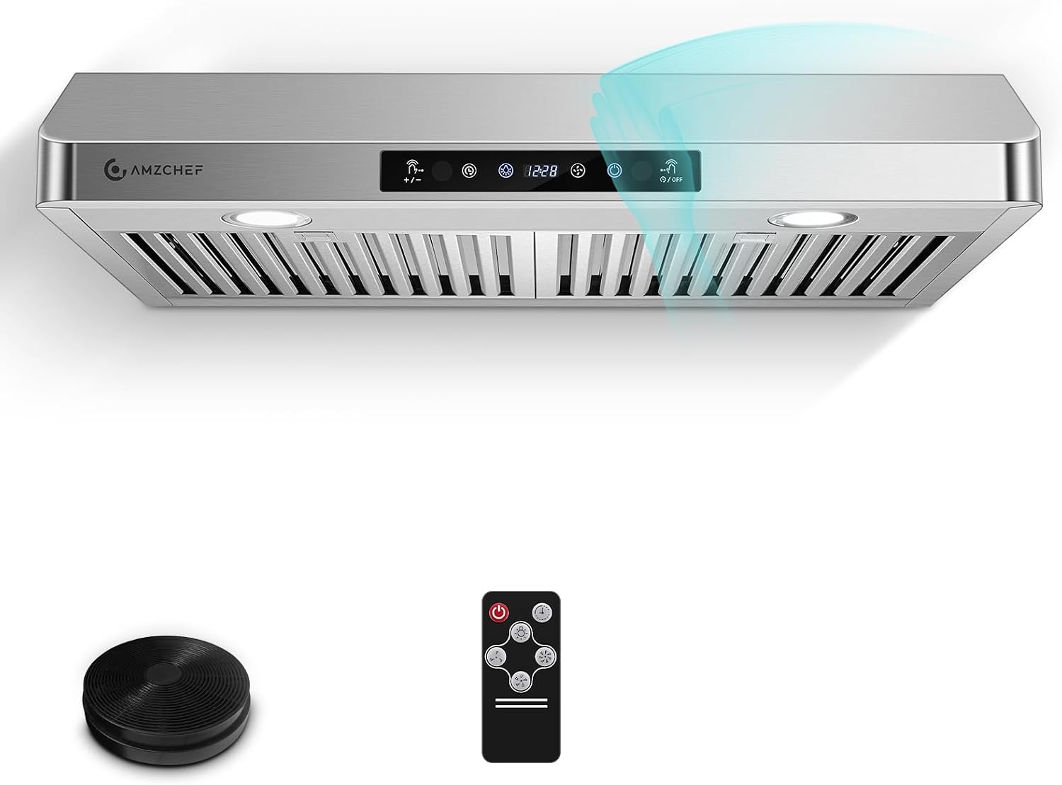 Detalle de AMZCHEF UL-LF0176C1-ST 30-Inch Under-Cabinet Range Hood with Remote Control