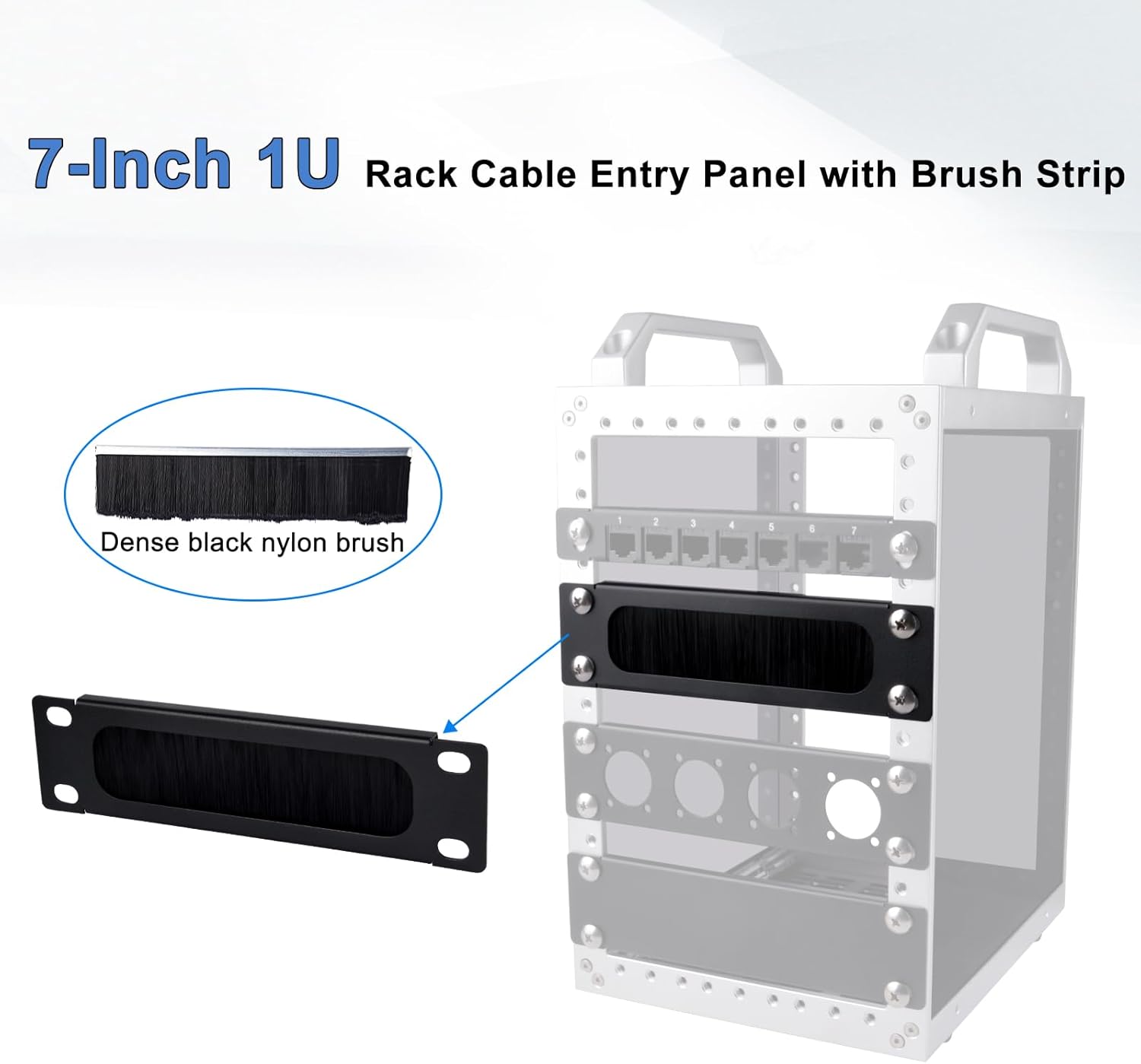 Thumbnail 2 de GeeekPi Cable Entry Panel with Brush Strip (1U, 7in) for DeskPi RackMate TT – Black
