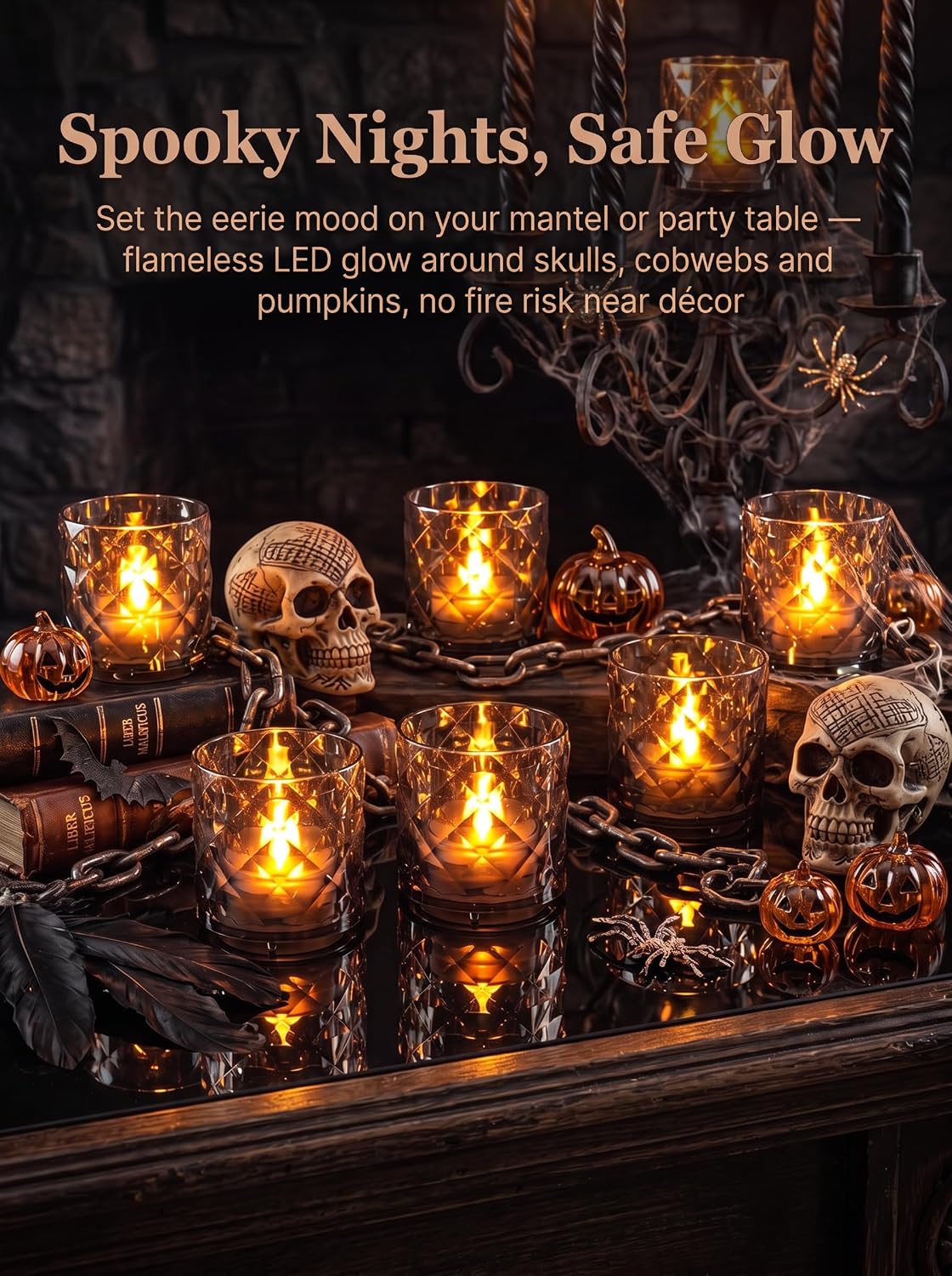 Detalle 2 de Homemory YKLQD Acrylic Votive LED Candles, 12-Pack, 6-Hour Timer