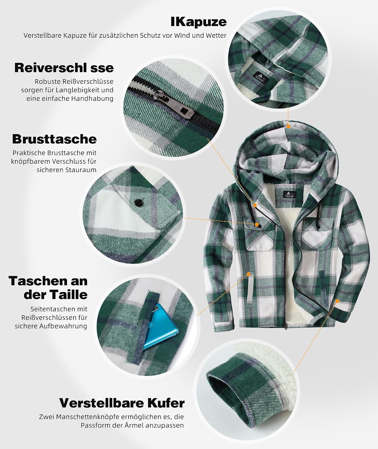 Thumbnail 3 de JACKETOWN Giacca Uomo in Pile con Cappuccio 80% Poliestere
