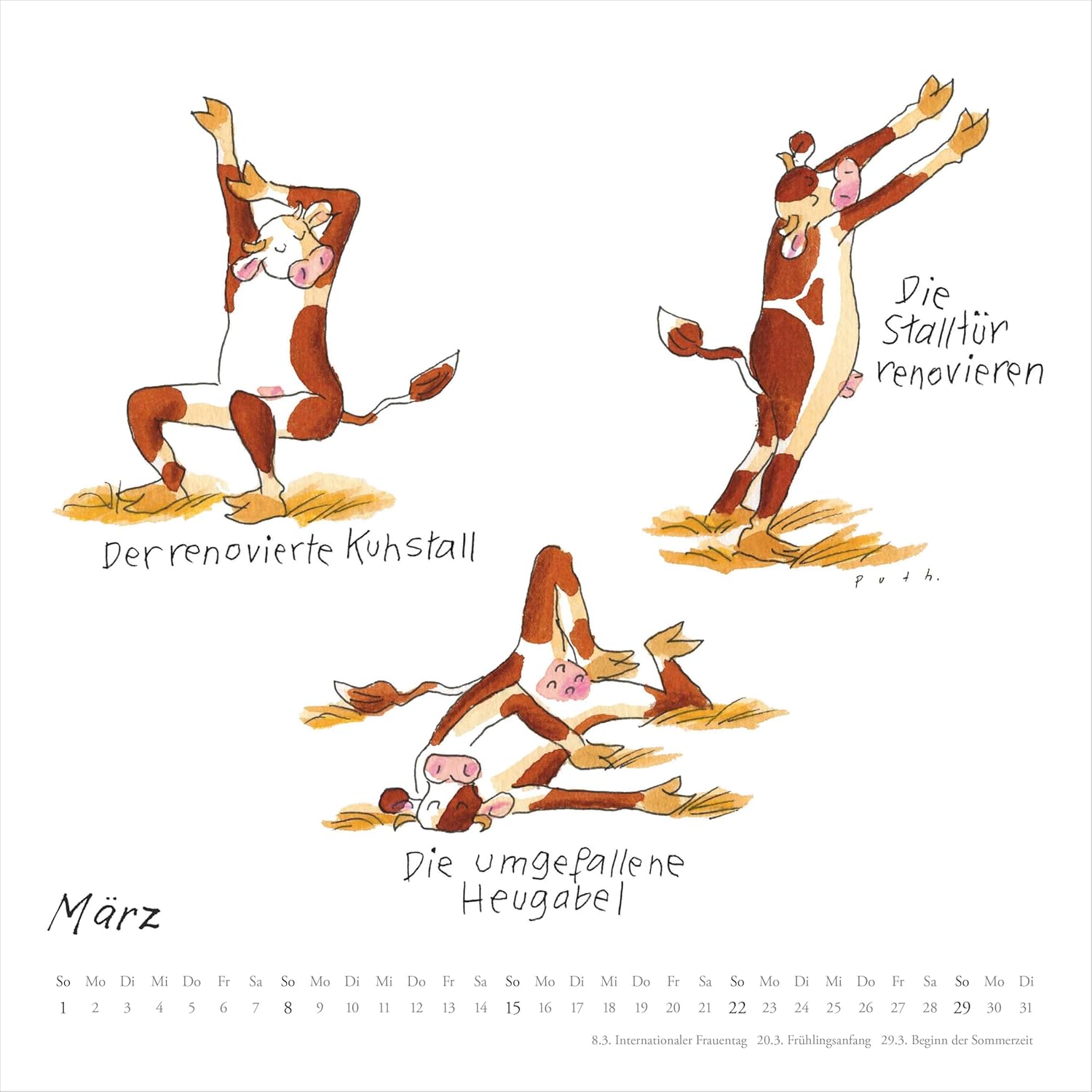 Thumbnail 2 de DUMONT Wandkalender 2026 „Mit den Yoga-Kühen durchs Jahr“ im Quadratformat (23 x 23 cm)