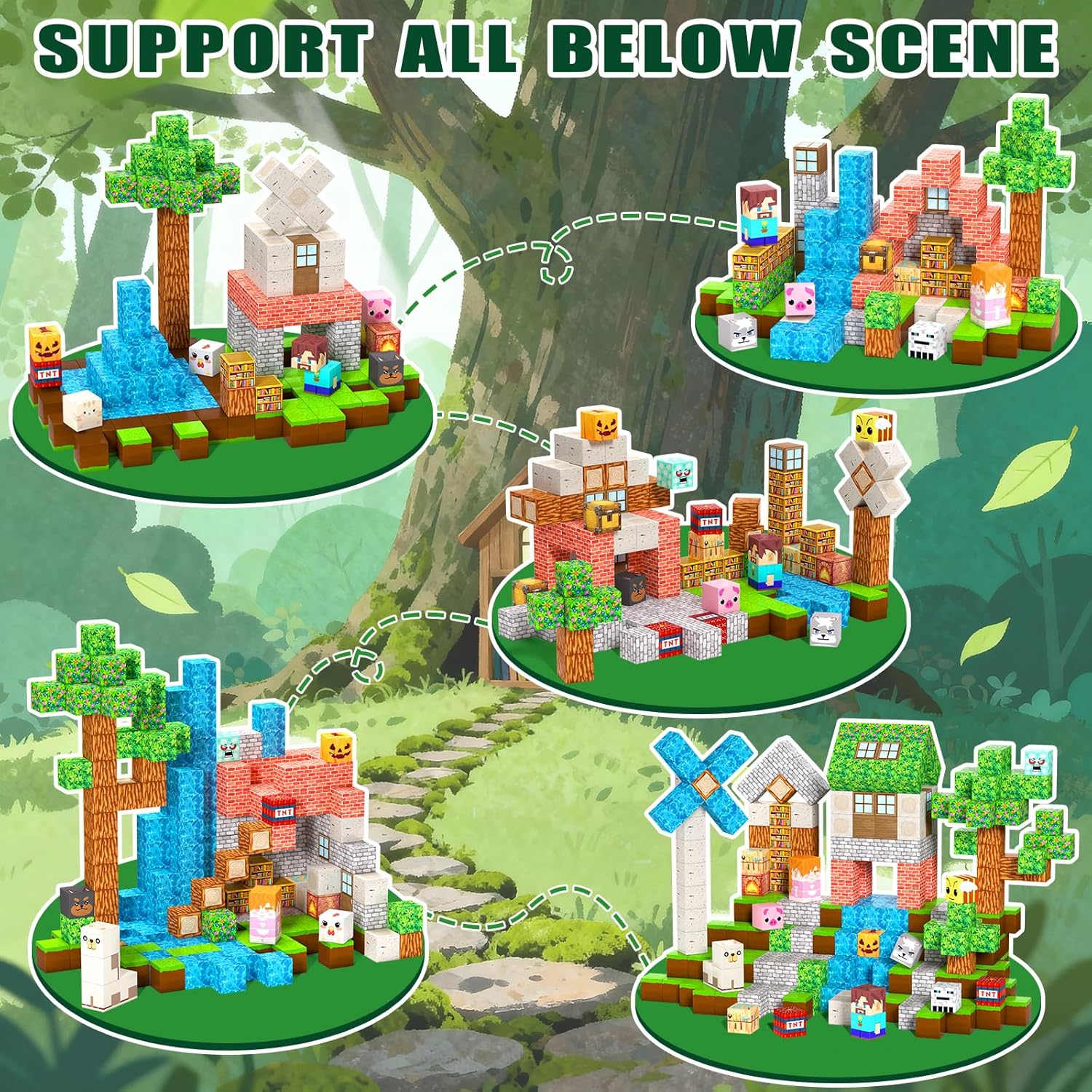 Thumbnail 2 de SSAWER Magnetische Bausteine Bauspielzeug – 100 Teile im Waldhaus-Set