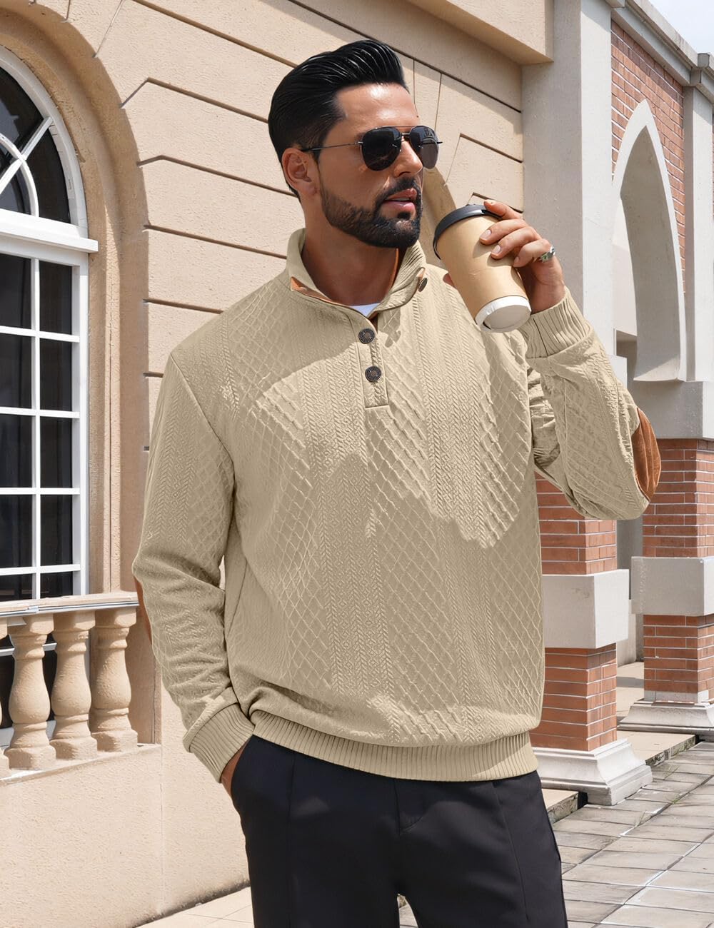 Thumbnail 1 de QOSOQ Pullover Quarter Button Sweatshirt