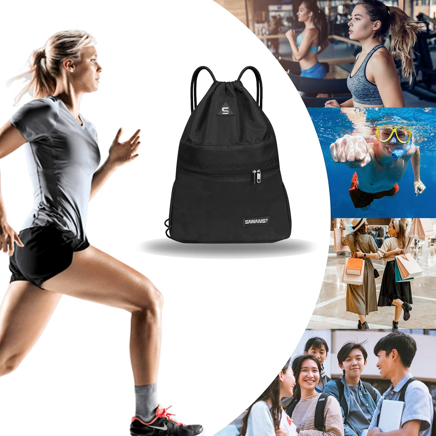Thumbnail 5 de Drawstring Gym Sport Bag Waterproof Pocket Zipper