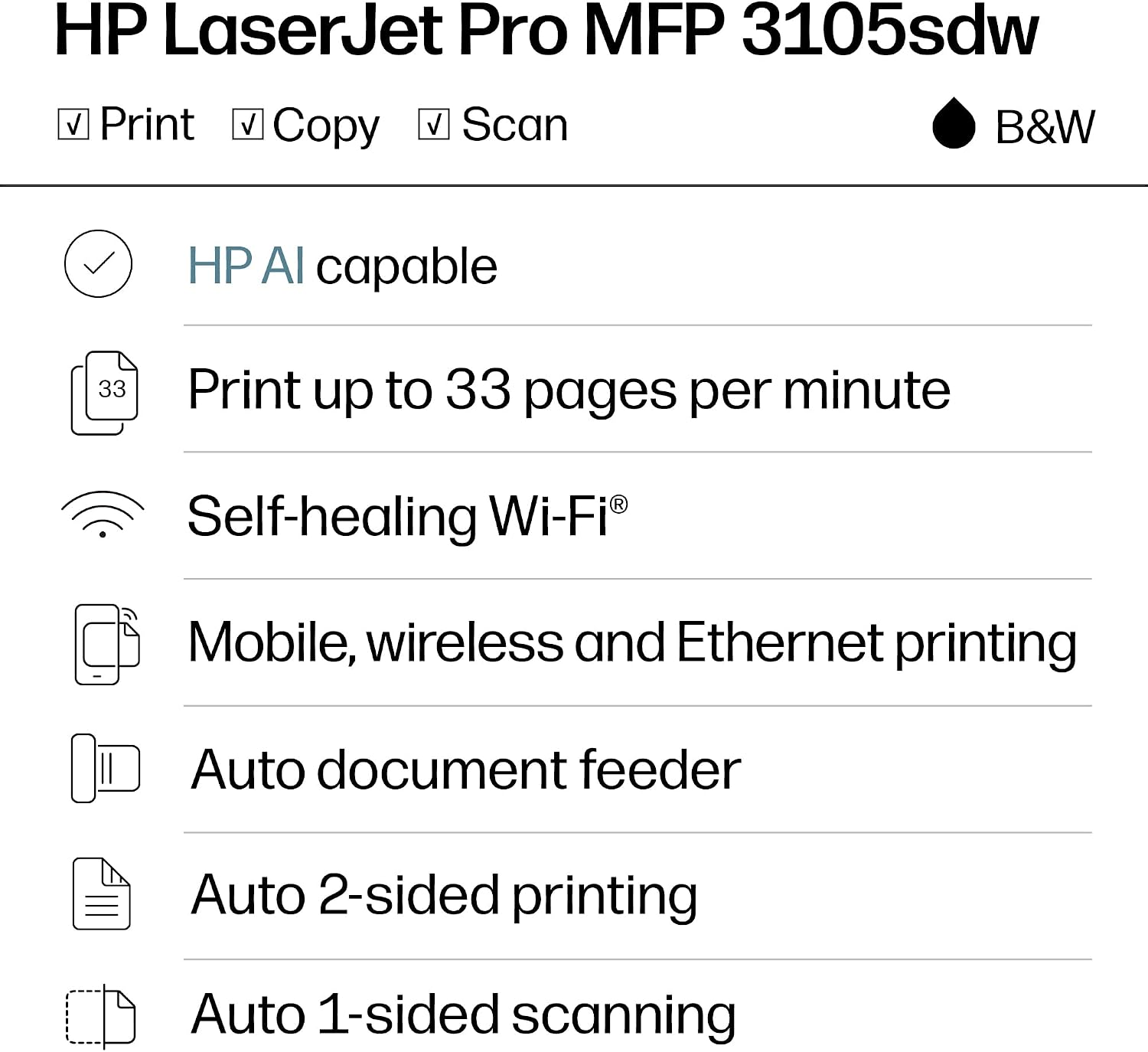 Detalle de HP monochrome laser printer 3105sdw