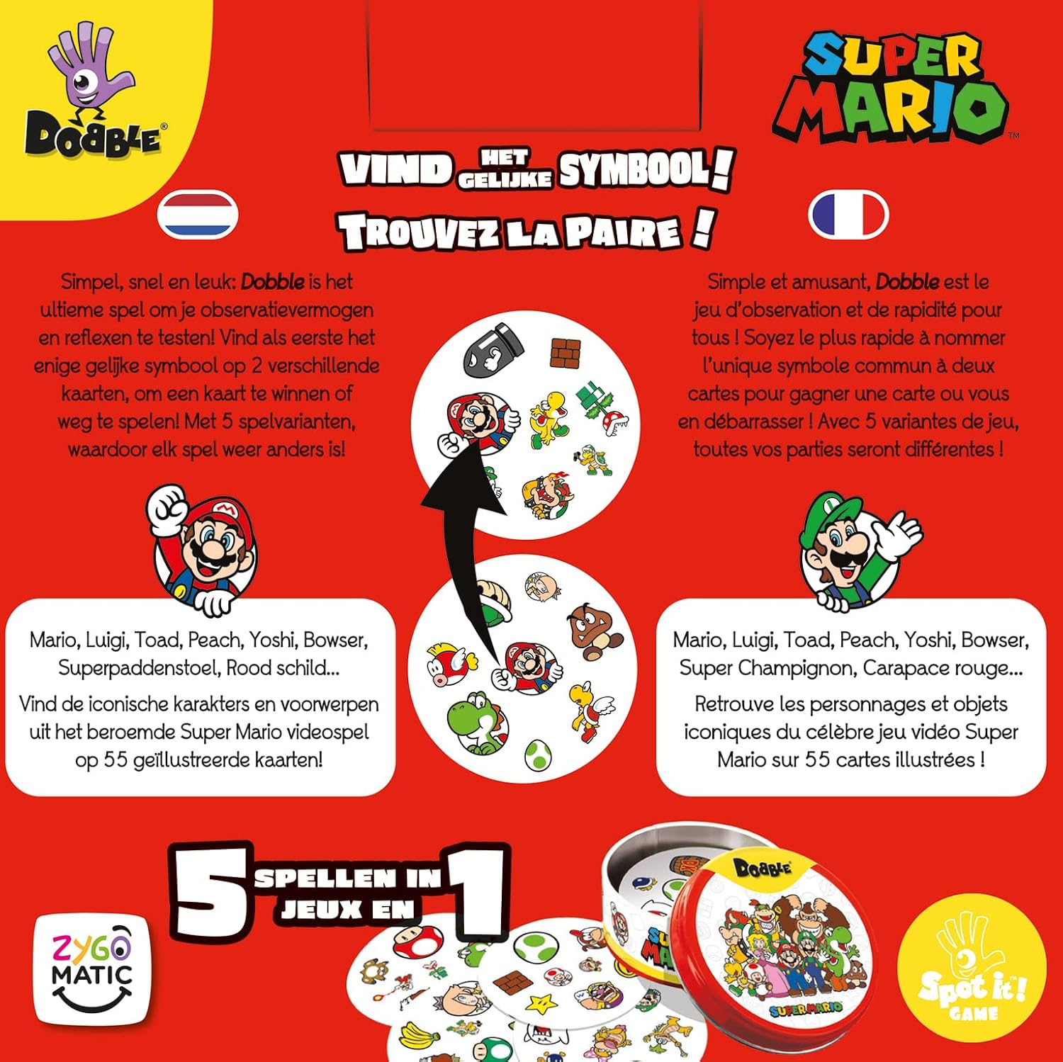 Detalle 2 de Asmodee Dobble Super Mario 15 Min
