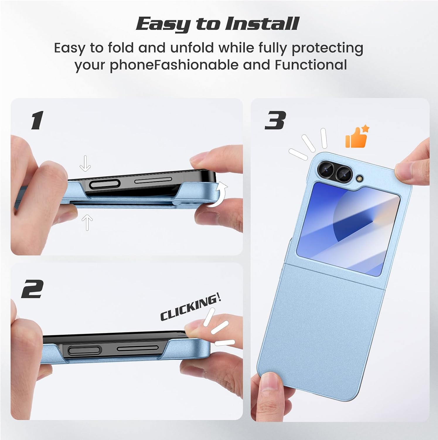 Detalle 2 de Coque Doeshine pour Samsung Galaxy Z Flip 6 / Z Flip 7 FE : protection écran verre trempé et charge sans fil