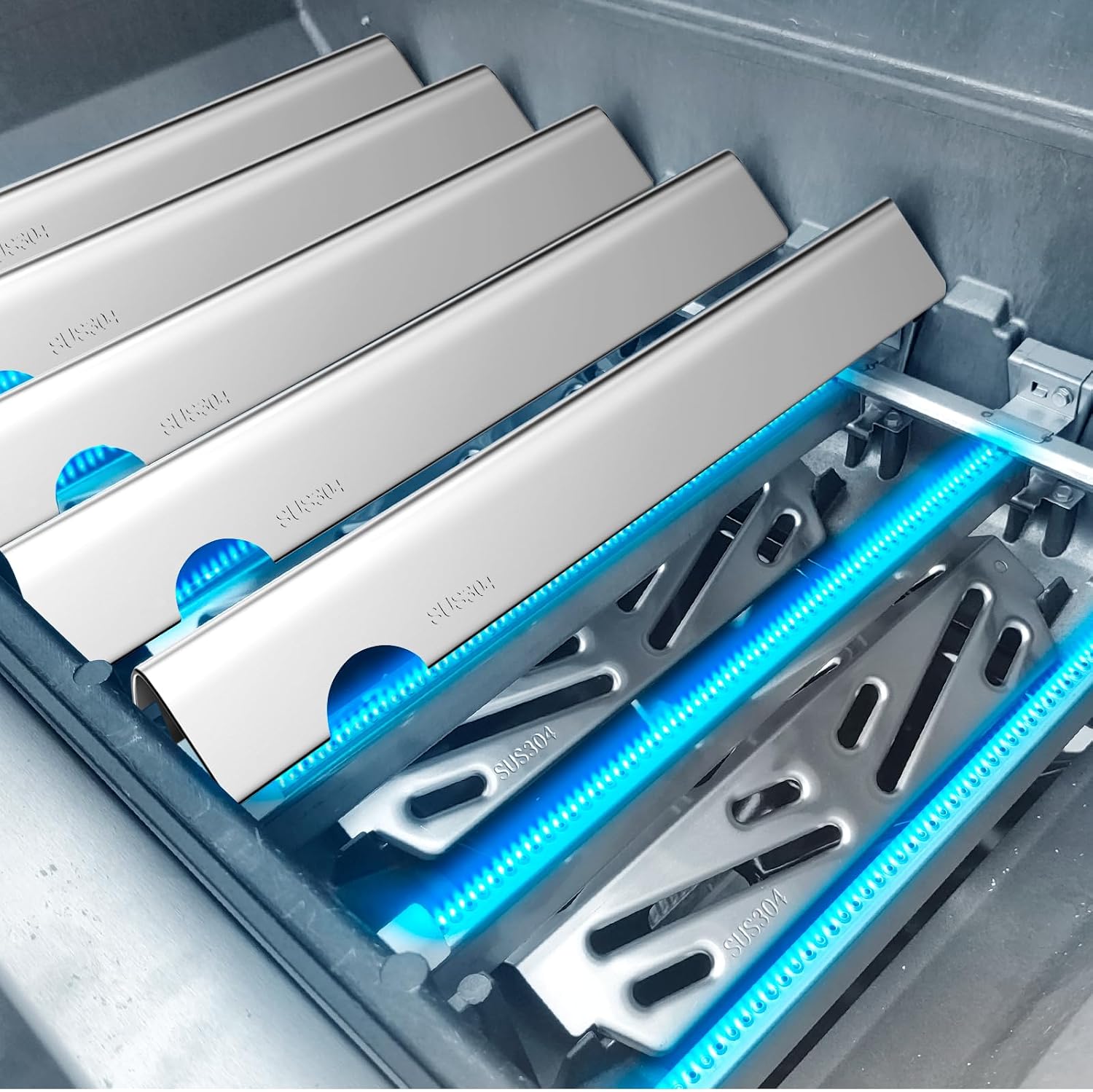 Detalle 1 de Uniflasy Flavorizer Bars for Weber Genesis II 400 Series, 17-Gauge Stainless Steel