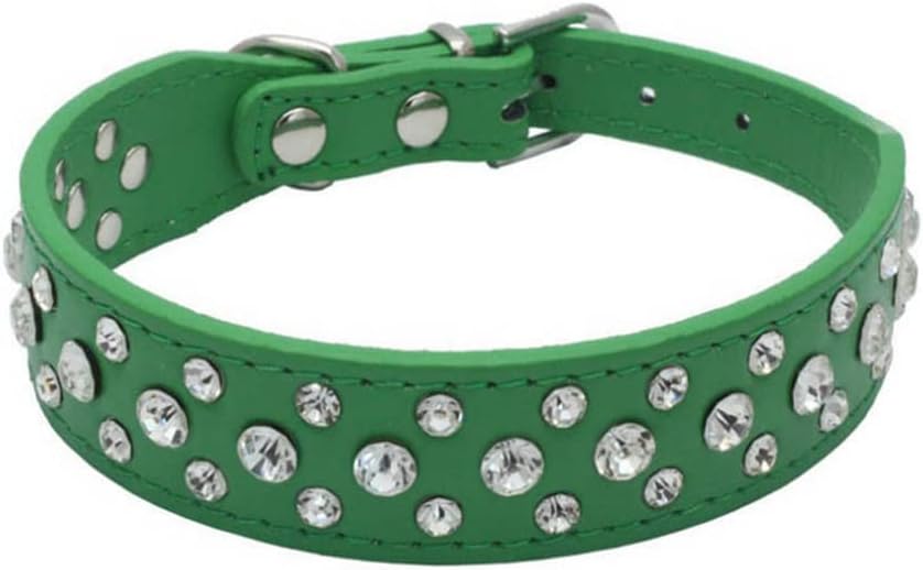 Detalle de Rhinestone Dog Collar Green XS