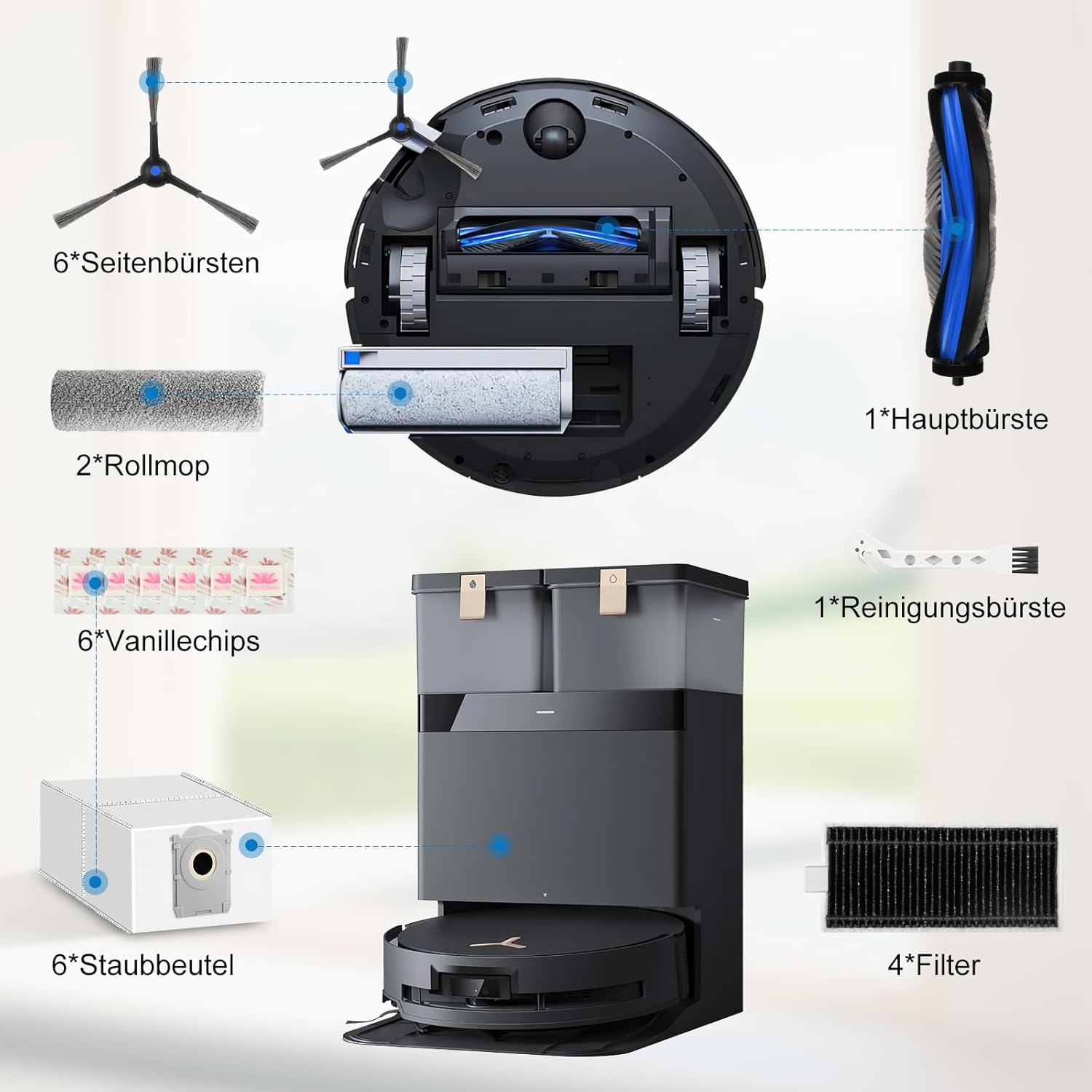 Thumbnail 6 de Pure Realm 26-teiliges Zubehörset für ECOVACS DEEBOT X8 PRO Omni / X8 Omni (Ersatzteile für X8-Serie)