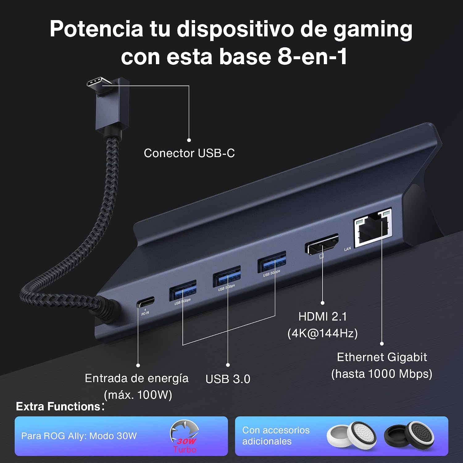 Detalle de iVANKY 8-in-1 ROG Ally X Dock 4K@144Hz