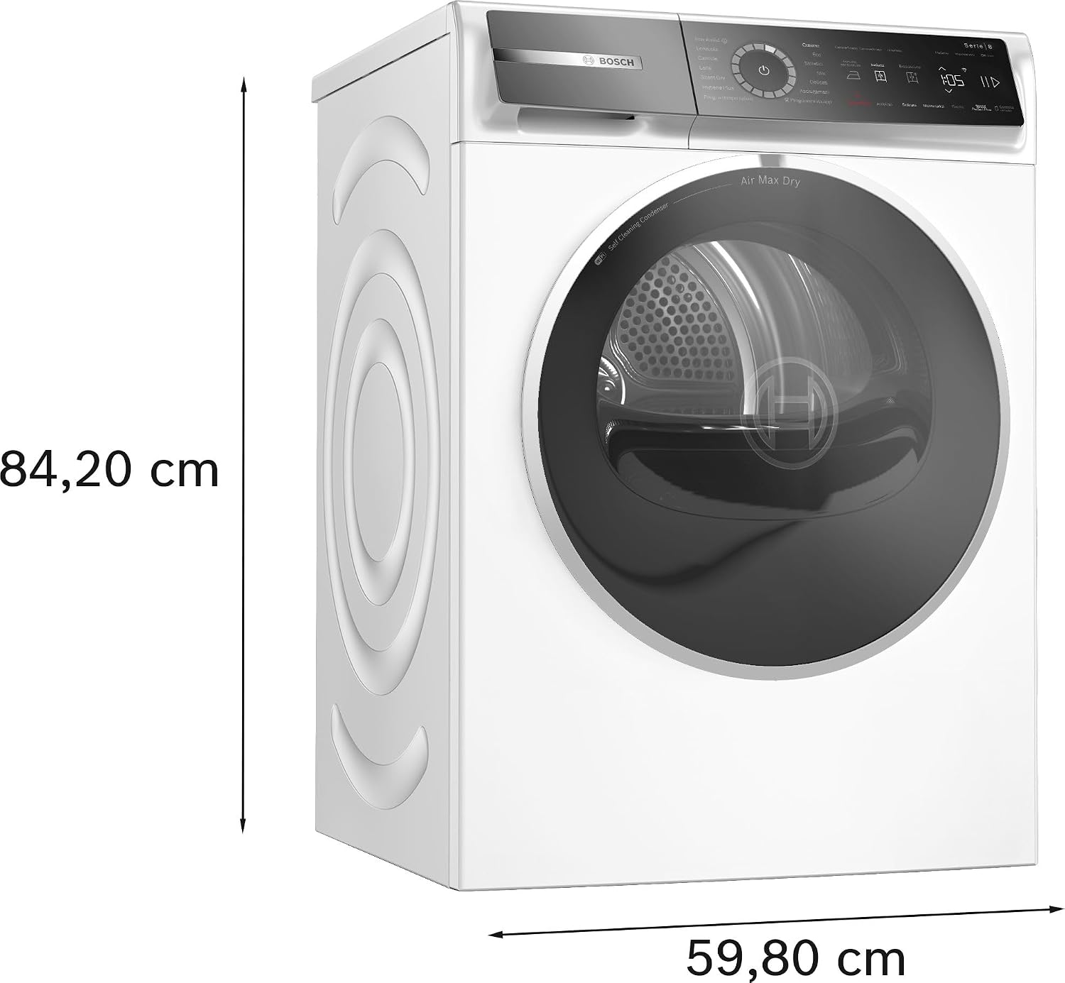 Detalle 2 de Bosch WRB247C0IT: Asciugatrice a pompa di calore 9 kg, Serie 8, Bianco