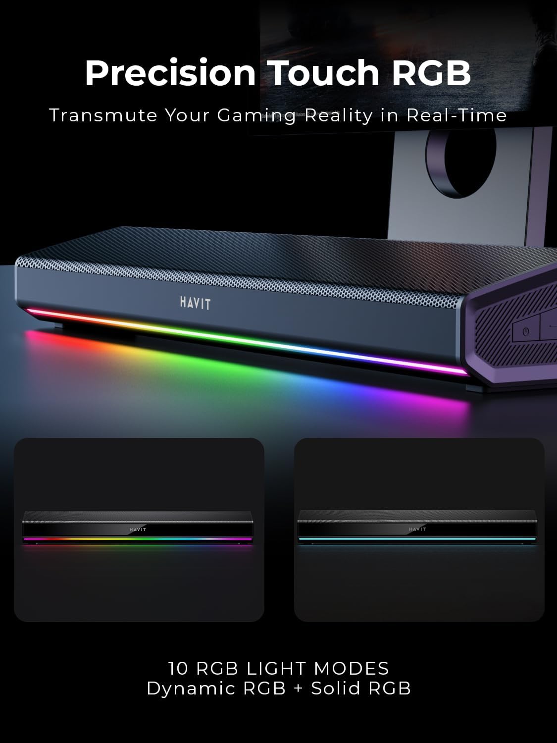 Thumbnail 4 de havit PC Speakers 20W Bluetooth V5.3 Soundbar with 3D Surround (USB-powered, RGB)