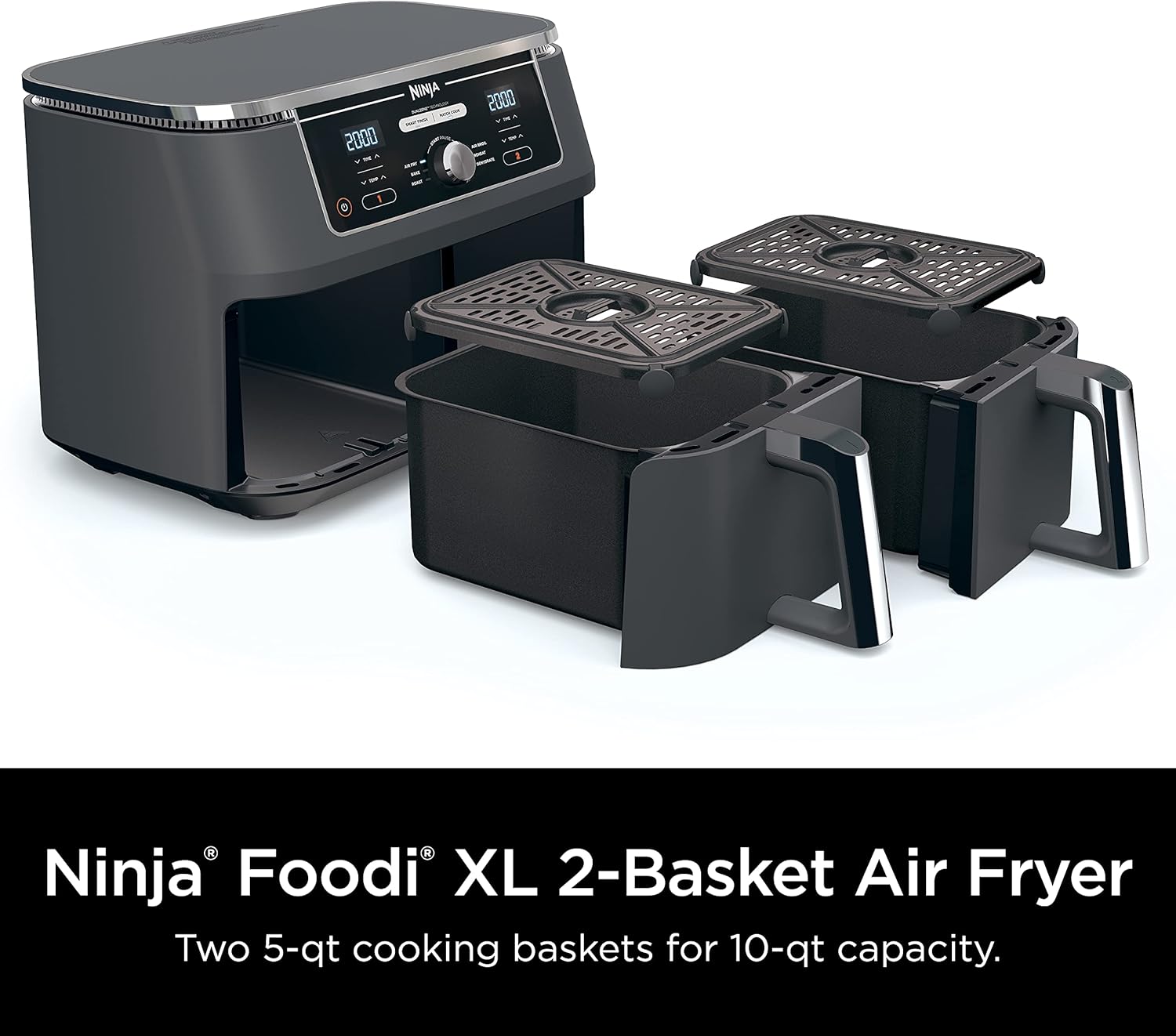 Thumbnail 5 de Ninja DZ401 Foodi 10 Quart DualZone XL 6-in-1 2-Basket Air Fryer (Grey)
