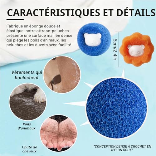 Thumbnail 2 de Anti Poil Machine à Laver – DaSpeed, 8 Pièces Attrape Poils pour Laver et Sèche-linge