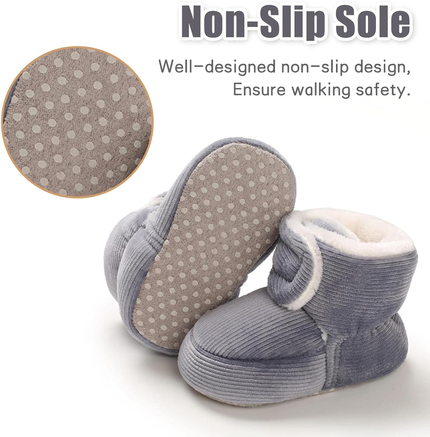 Detalle de outfit spring Baby Winter Warm Fleece Bootie (0–18 Months) – Non-slip soft sole prewalker shoes with adjustable Velcro