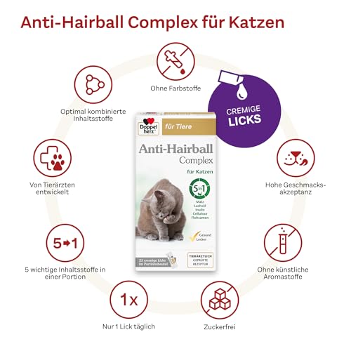 Detalle de Doppelherz für Tiere Anti-Hairball Complex für Katzen – cremige Licks gegen Haarballen