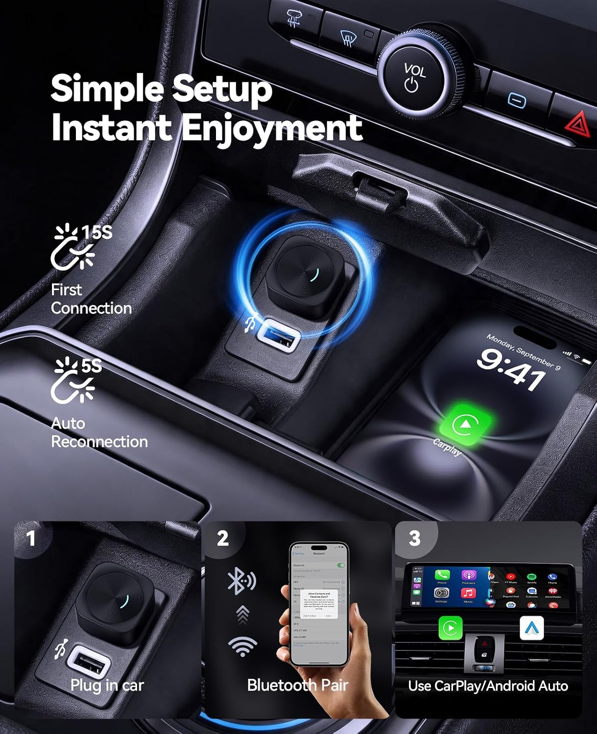 Thumbnail 6 de Wireless CarPlay and Android Auto Adapter, Black