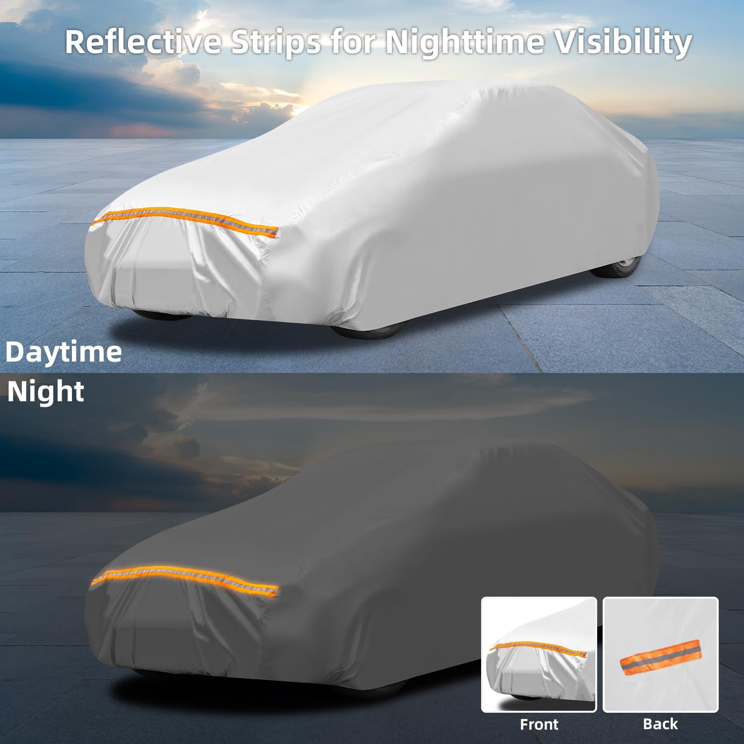 Thumbnail 3 de Ohuhu Universal Full Car Cover for Sedan (191–201 in / 485–510 cm) – All Weather Outdoor & Indoor Protection