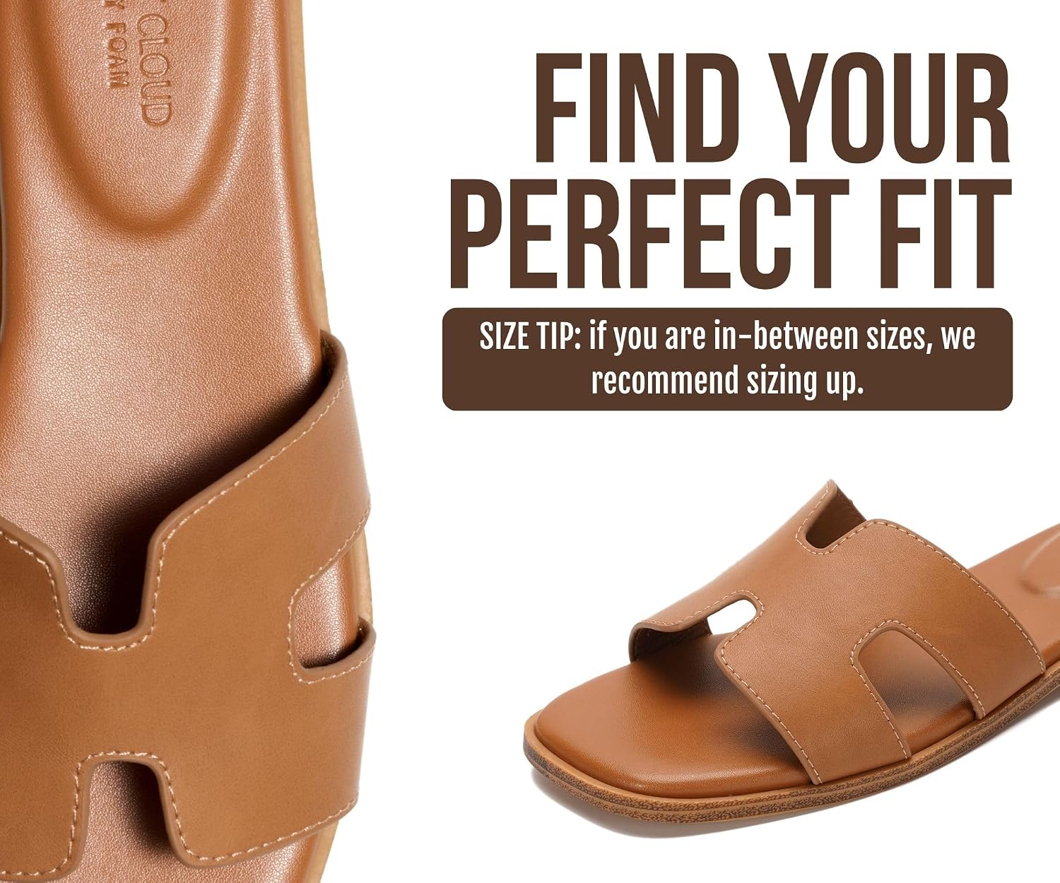 Detalle de Project Cloud Genuine Leather Memory Foam Slide Sandals for Women (Jannel) — Fashion Flat Mules