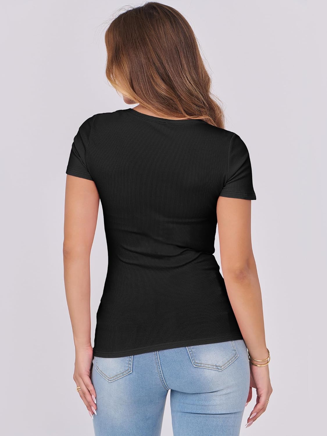Thumbnail 5 de ANRABESS Scoop Neck Slim Tee XS–3XL