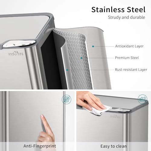 Detalle 2 de mVm Kitchen Bin 80L: Stainless Steel Push Top Waste Bin with Odour Seal