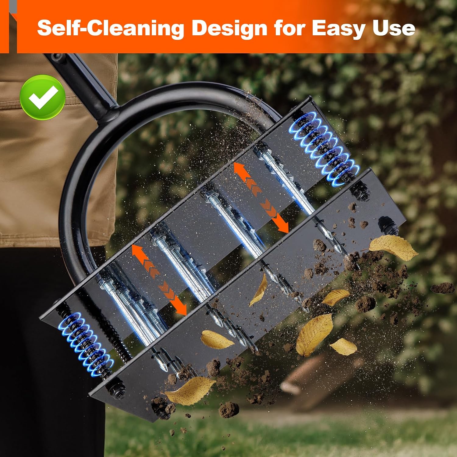 Detalle 1 de Bluesea Lawn Aerator with 16 Spikes, T-Handle and Automatic Soil Release