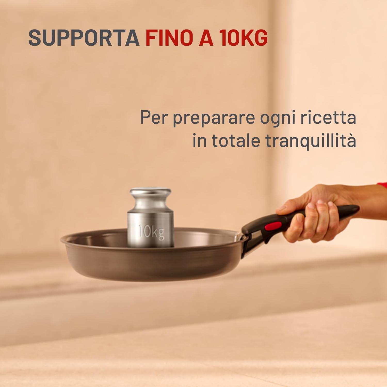 Detalle 2 de Lagostina Ingenio Manico Rimovibile: Manico amovibile fino a 10 kg, design ergonomico e impilabile