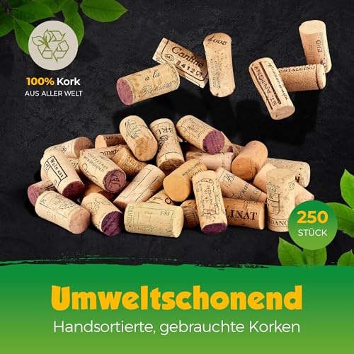 Detalle de 250 gebrauchte Weinkorken von Kork-Deko – Naturkorken zum Basteln, DIY und Dekoration