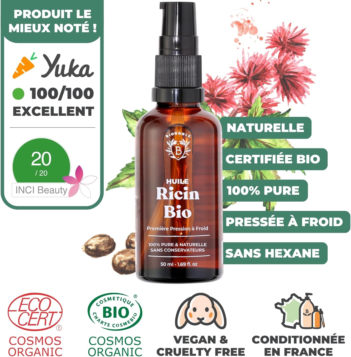 Thumbnail 1 de BIONOBLE Ricin Bio Pressé à Froid 50 ml