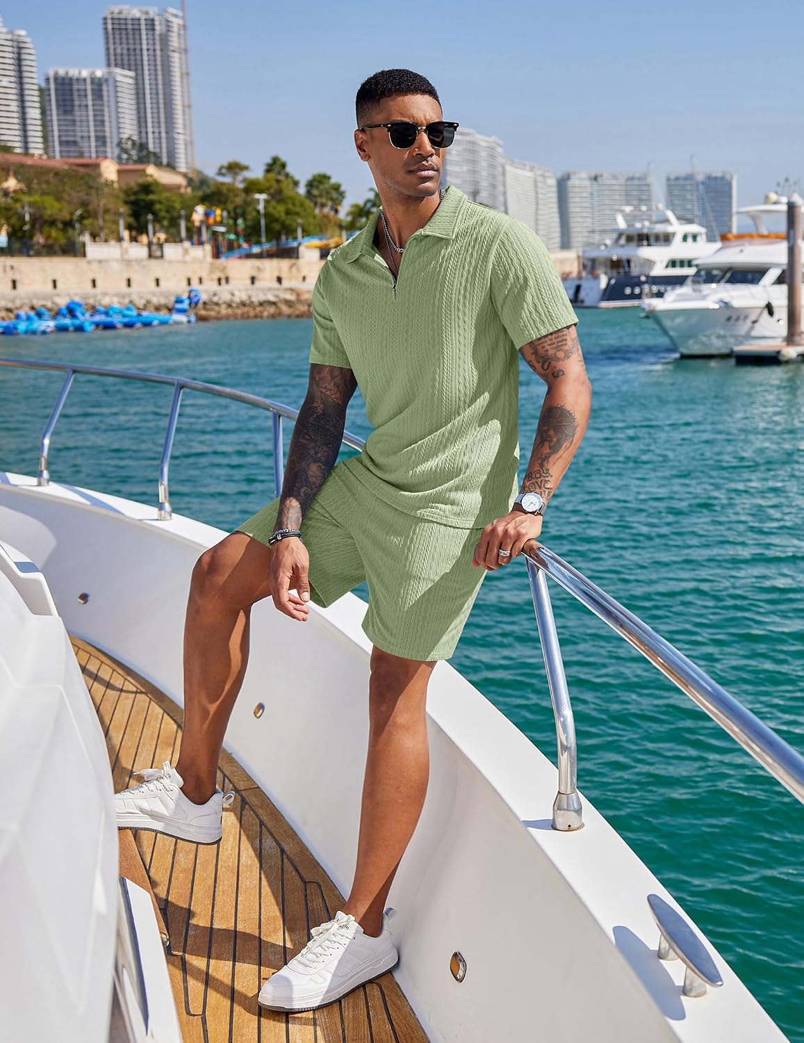 Detalle 2 de COOFANDY 2-Piece Quarter Zip Tracksuit