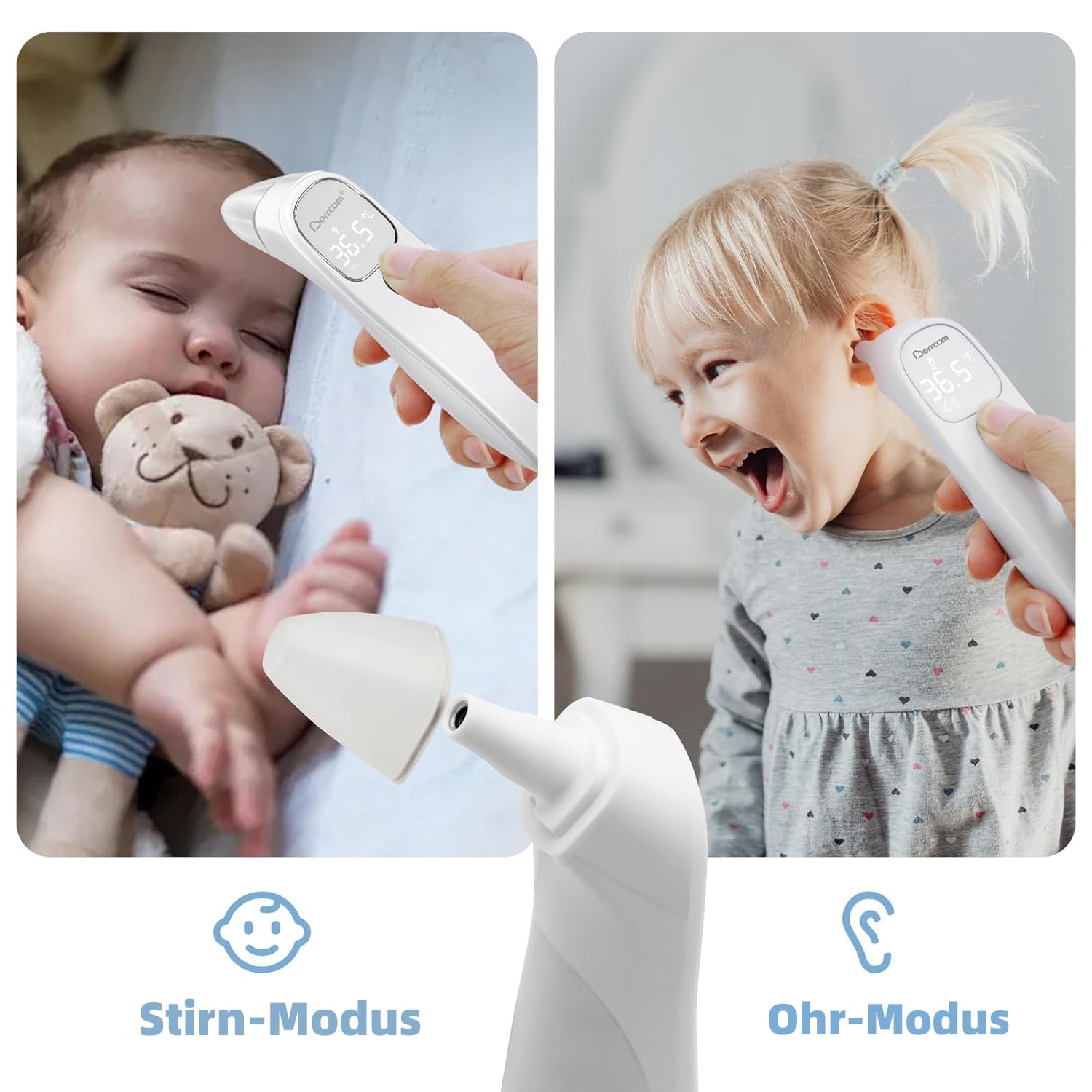 Thumbnail 1 de Berrcom Forehead & Ear Digital Thermometer (Non-Contact Infrared) with Fever Alarm, °C/°F Switch