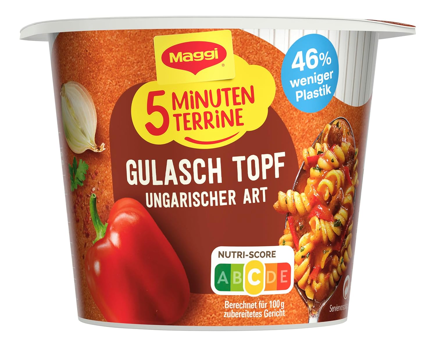 Detalle de MAGGI 5 Minuten Terrine Gulasch Topf ungarischer Art – 8 x 57 g