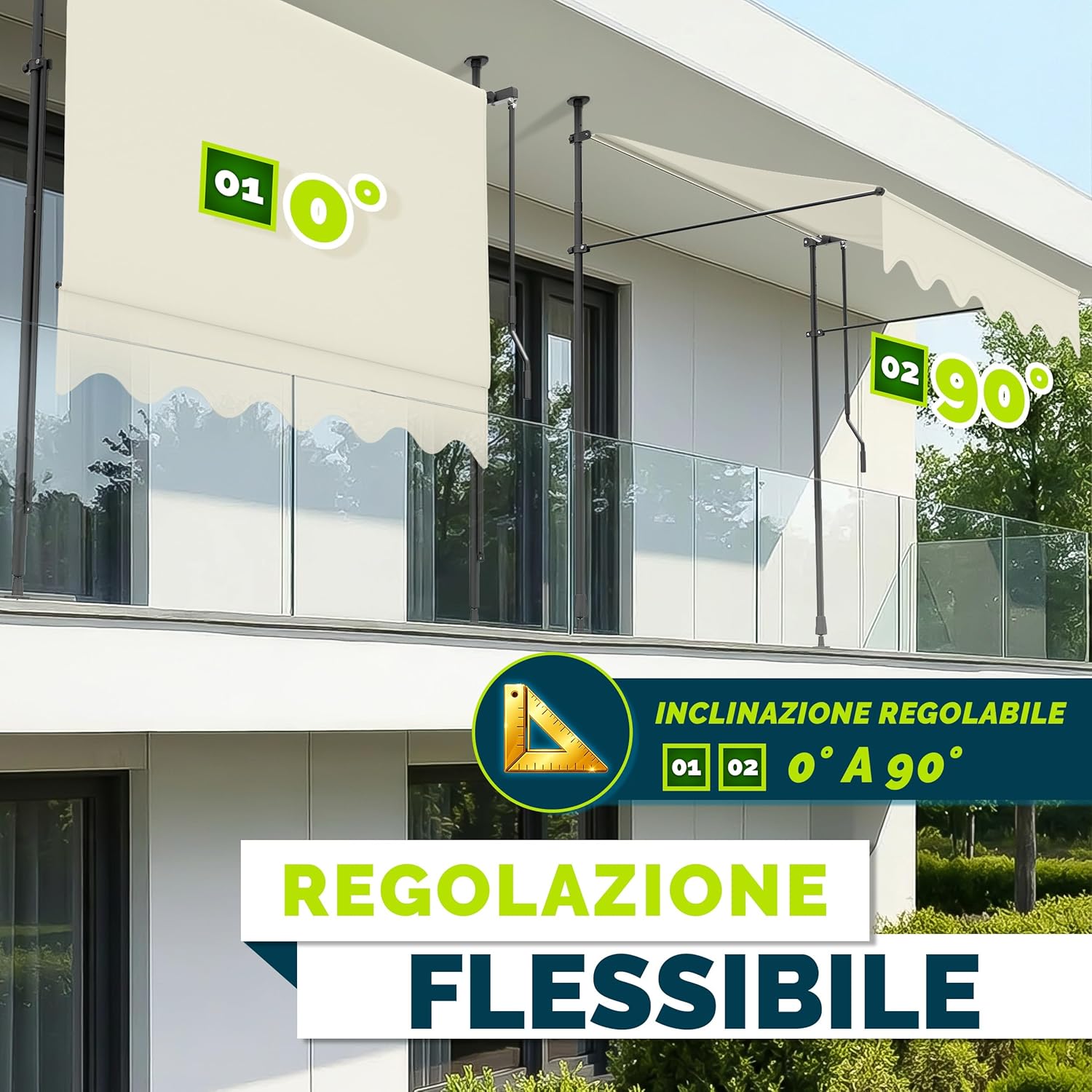 Thumbnail 1 de Tillvex Tenda da Sole a Bracci con Manovella: protezione solare esterna facile da montare, regolabile e resistente