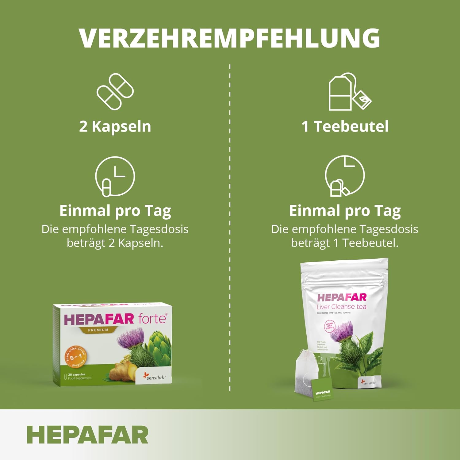 Thumbnail 3 de Leber Kur – Hepafar Sensilab: Mariendistel, Artischocke, Grüner Tee und mehr im 1-Monats-Paket
