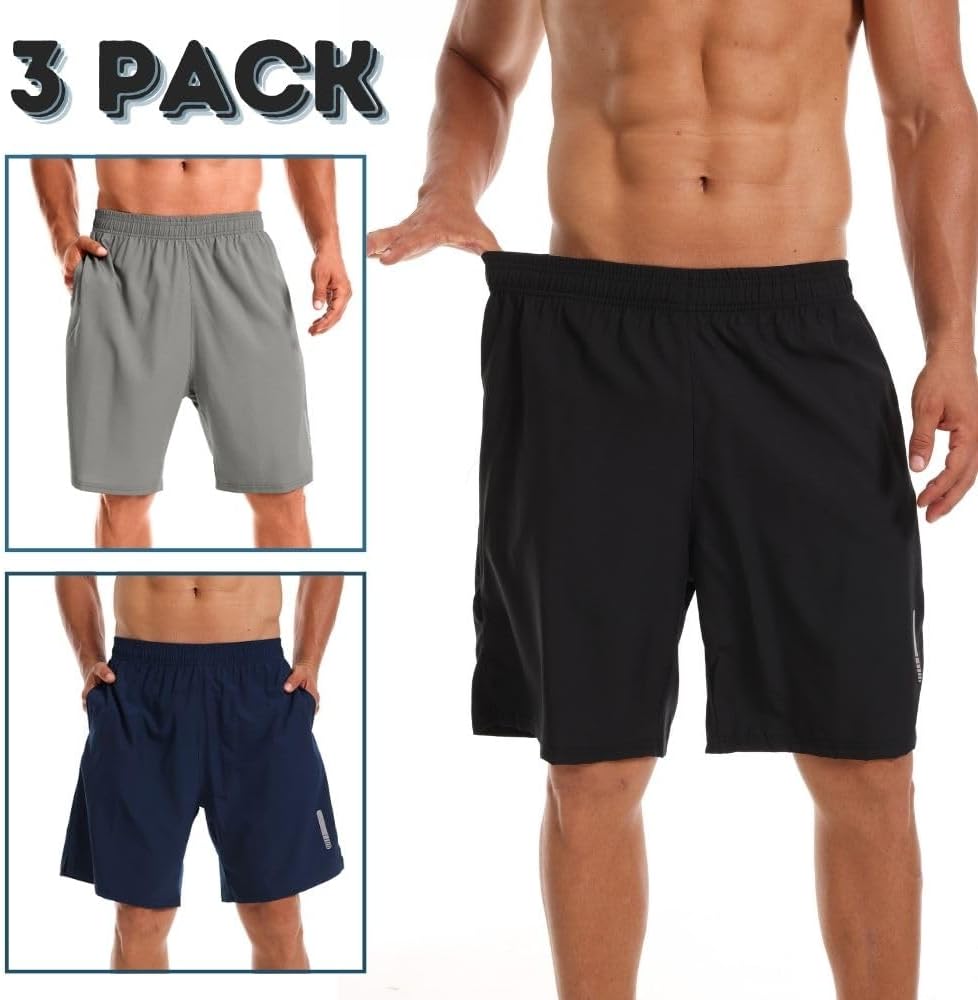 Detalle de fovdtaa 3 Pack Mens Sports Shorts Quick Dry – Breathable Gym and Running Shorts