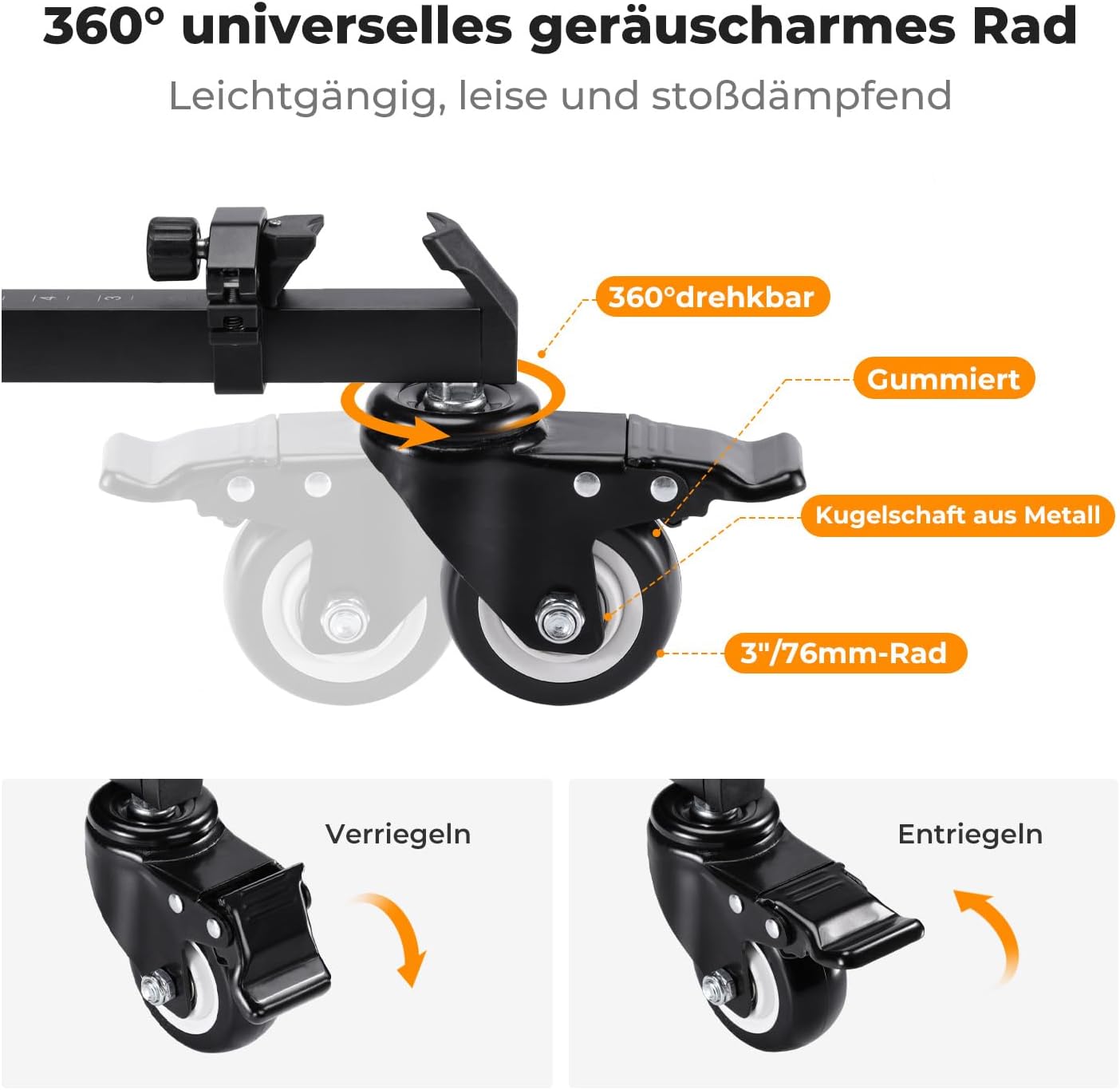 Detalle 2 de K&F CONCEPT Heavy Duty Tripod Dolly 38,5 cm