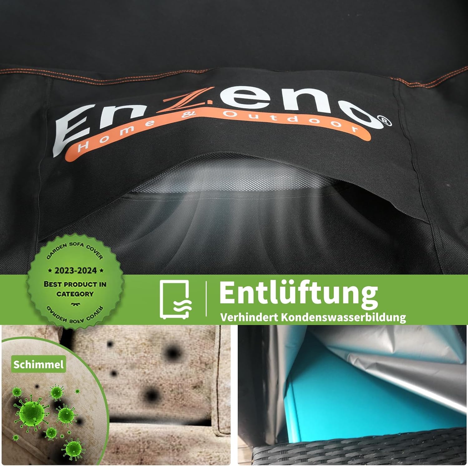 Thumbnail 2 de Enzeno Abdeckung für Gartenmöbel wasserdicht 200 x 100 x 74 cm (420D Oxford, winterfest) mit Luftauslass