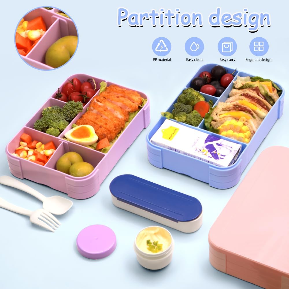Thumbnail 6 de IJIAMY Brotdose Kinder mit Fächern – auslaufsichere Bento Box für Schule, Kindergarten und Ausflüge (Hellgrau)