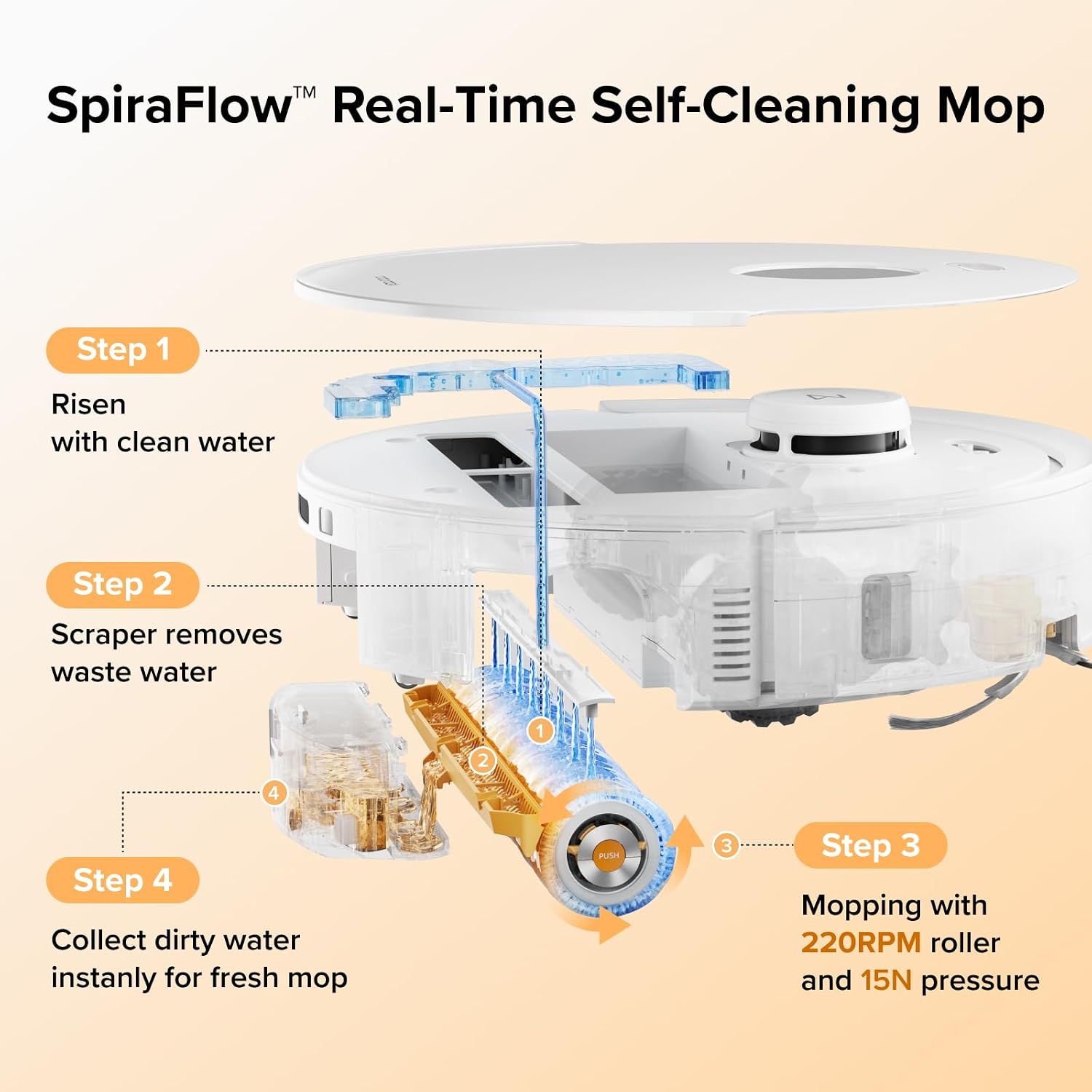 Detalle 2 de Roborock robot vacuum and mop Qrevo Curv 2 Flow