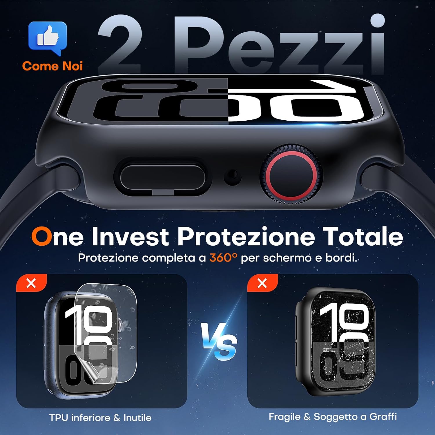 Detalle 2 de TAURI Cover per Apple Watch 46mm 9H 🕶