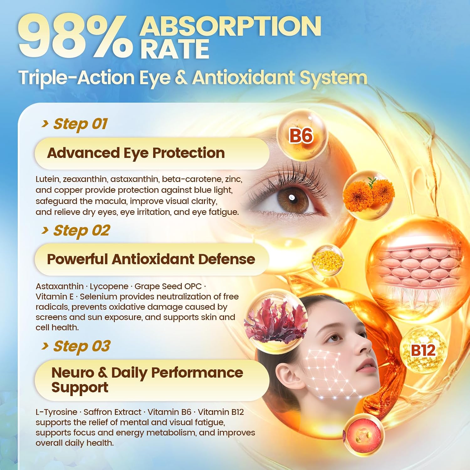 Detalle de VivoNu Astaxanthin 24 mg & Lutein 40 mg – 6-Monats-Vorrat