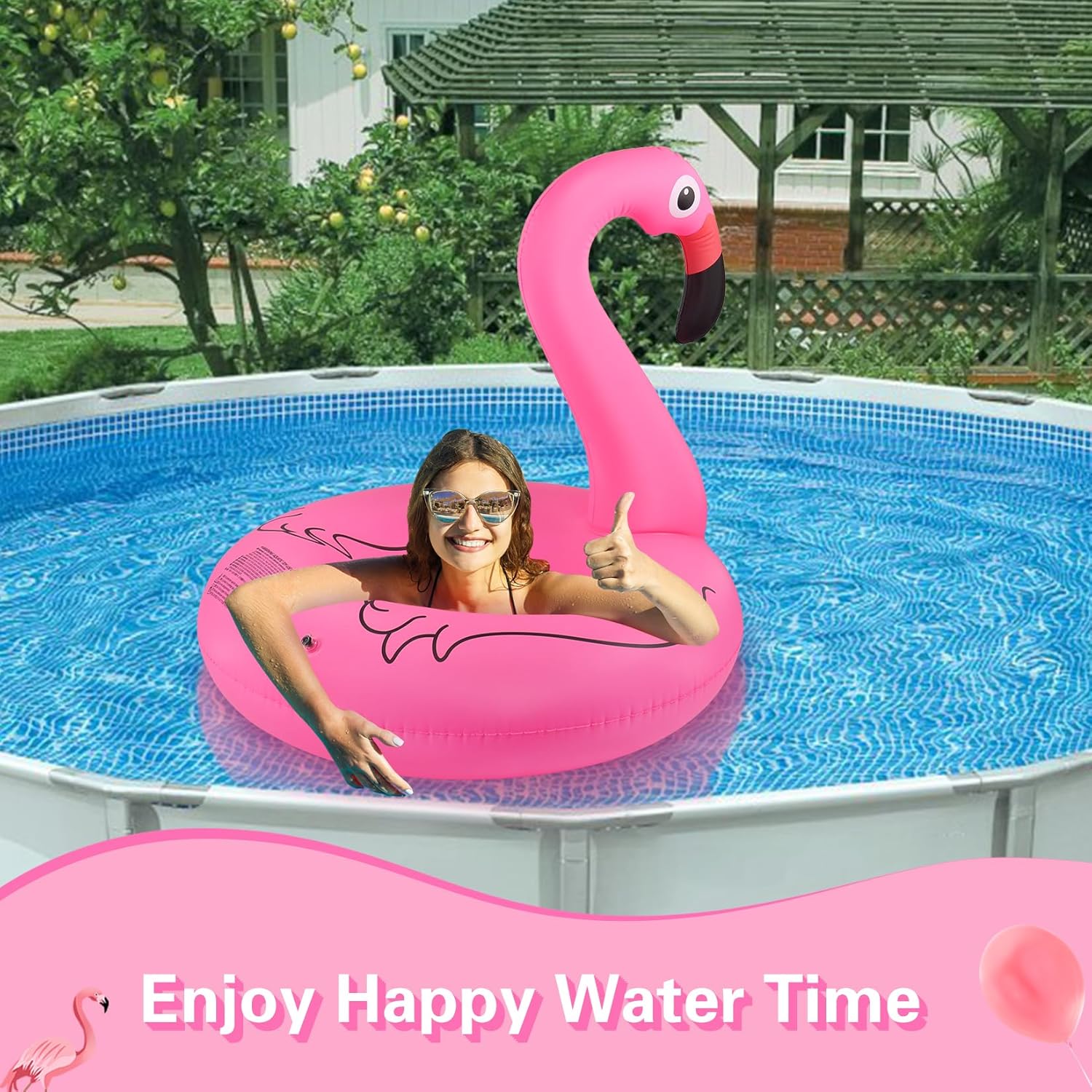 Thumbnail 3 de DeeprBlu Bouée Piscine Adulte 107 cm – Radeau Flamingo 0,35 mm, Grande Chaise Flottante Durable