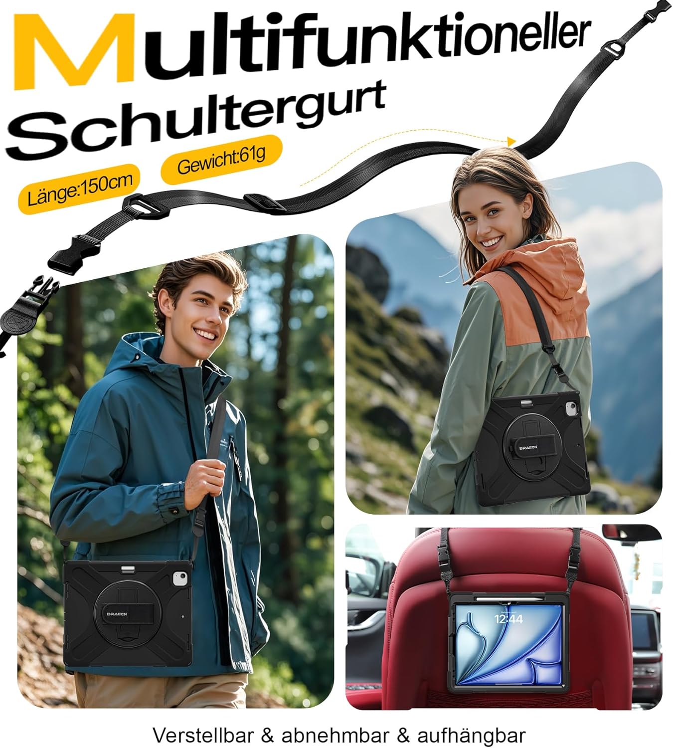 Thumbnail 4 de BRAECN Hülle für iPad Air 13 Zoll M4/M3/M2 (2026/2025/2024) – Stoßfest, 360°-Ständer, Handgurt & Schultergurt