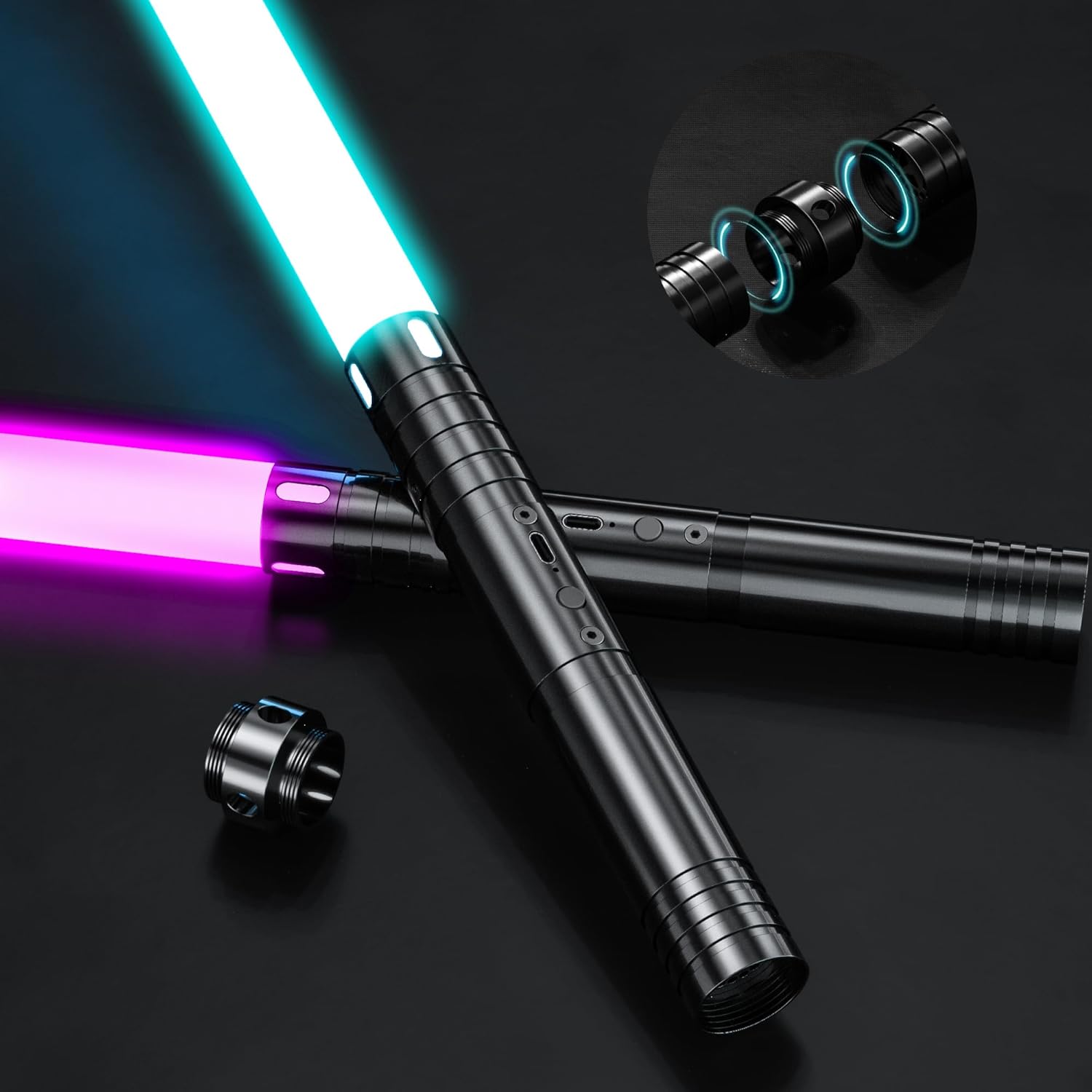 Detalle de RGB 15-Color USB Rechargeable Lightsaber 2-Pack